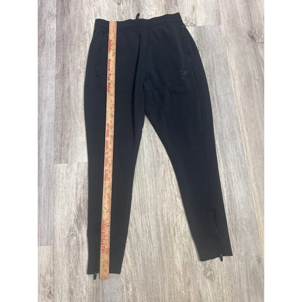 Gymshark Mens Black Tapered Joggers‎ Ankle Zip Sweatpants Small